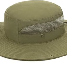 Oversize UV Fishing Sun Hat for Big Heads  Quick Dry Boonie Hats,Large Cooling Safari Hats with Strap (Color: Army Green-a   XX-Large-3X-Large)
